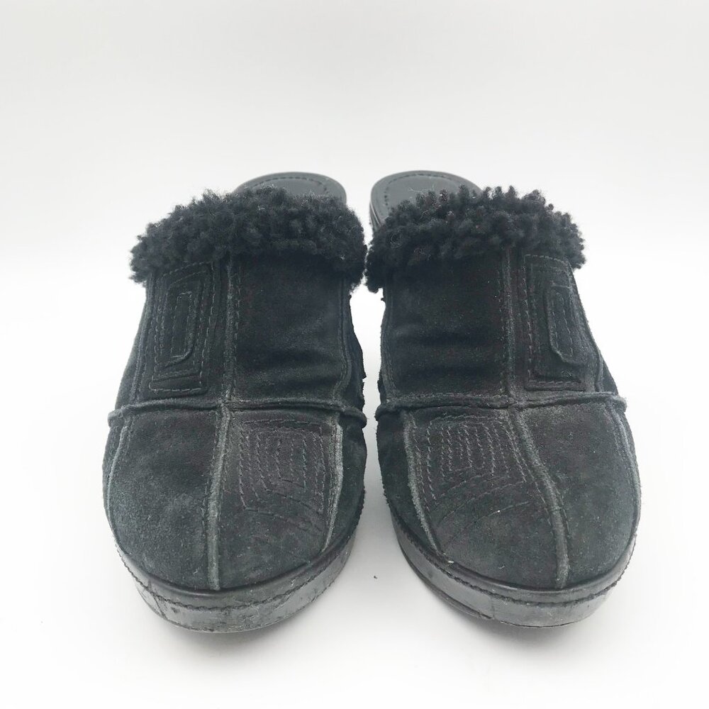 COACH Aubrey Black Suede Fur Lined High Heel Y2K Heeled Mules Womens 7 - Picture 2 of 13